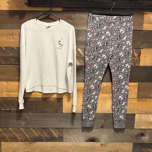 Hollister White Top & Gray Holiday Character Pajama Set